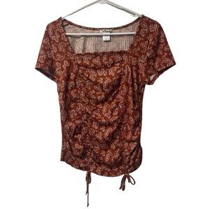 Wild Moss Women's Floral Cropped Runched Top‎ Size XL Cottagecore Boho Peasant